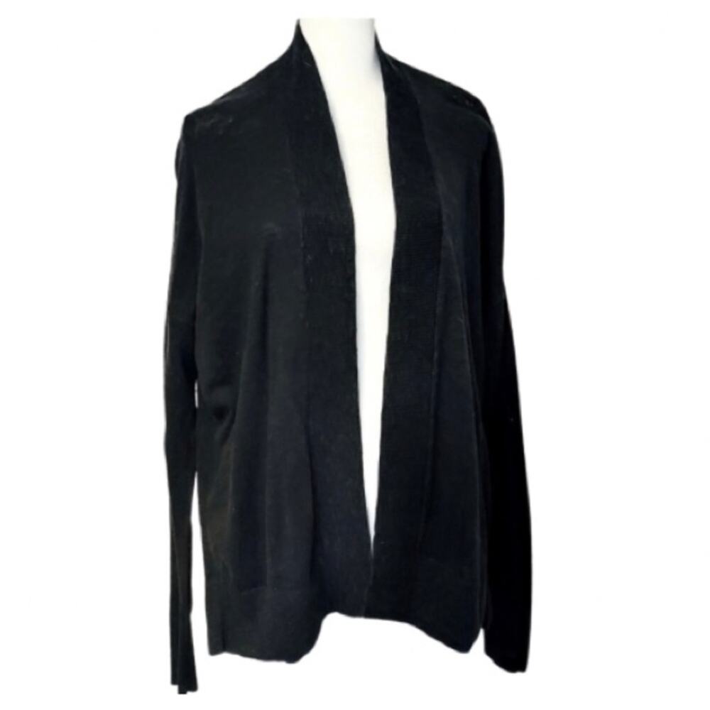 Gap Black Knit Cotton Blend Open Ribbed Long Sleeve Cardigan Sweater Medium